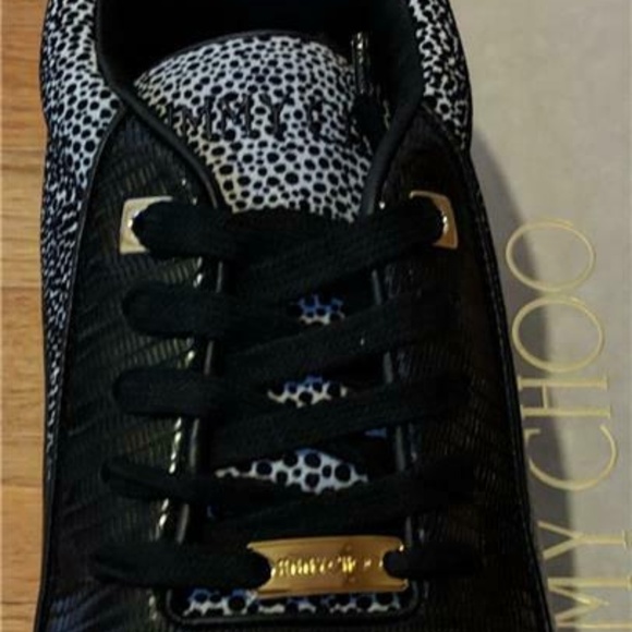 Jimmy Choo "Jett" Suede Lizard Print Sneakers - Picture 2 of 7